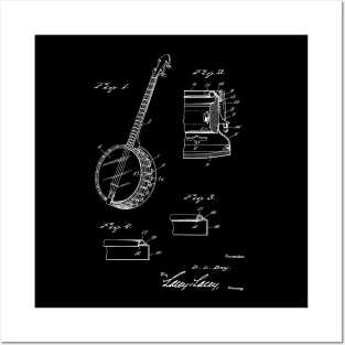 Banjo Vintage Patent Drawing Posters and Art